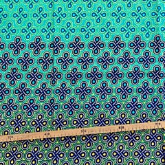 Tissu Wax pailleté vert turquoise imprimé Noeuds