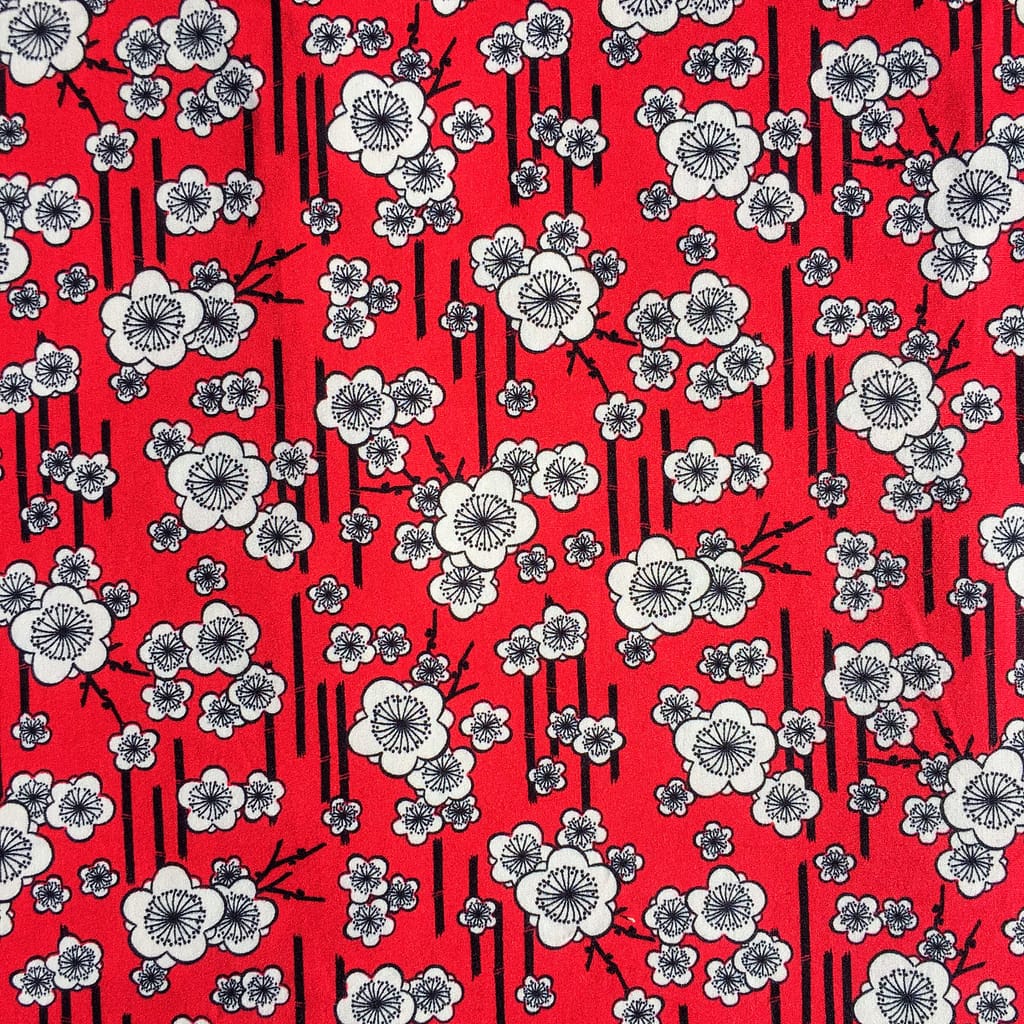 Imprimé coton fleurs rouge