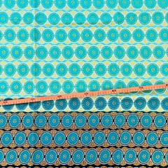 Tissu Wax pailleté dégradé turquoise imprimé Gros cercles