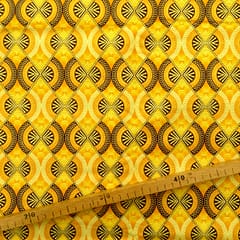 Tissu Wax pailleté jaune marron doré imprimé Demi-lunes