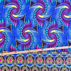 Tissu Wax pailleté bleu électrique imprimé Dragon