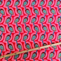 Tissu Wax pailleté corail imprimé Tulipes