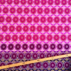 Tissu Wax pailleté dégradé rose bordeaux imprimé Gros cercles