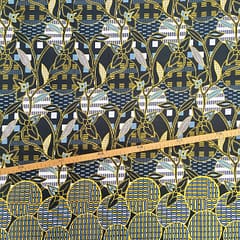 Tissu Wax pailleté noir imprimé Batik