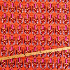 Tissu Wax pailleté rouge imprimé Flammes