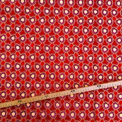 Tissu Wax pailleté rouge rose imprimé Mini fleurs