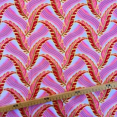 Tissu Wax pailleté blanc rose rouge imprimé Plumes