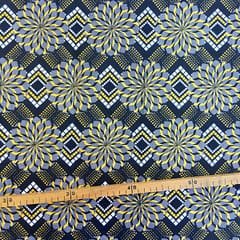 Tissu Wax pailleté noir imprimé Rosaces