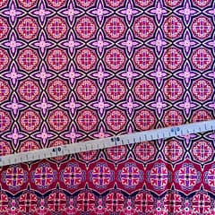 Tissu Wax pailleté rouge imprimé Tuiles