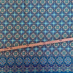 Tissu Wax pailleté vert turquoise orange imprimé Tuiles