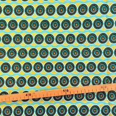 Tissu Wax pailleté turquoise imprimé Mini cercles