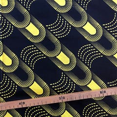 Tissu Wax jaune noir imprimé Maillon