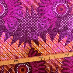 Tissu Wax réversible rose orange imprimé Fossile