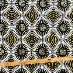 Tissu Wax pailleté noir imprimé Solaire