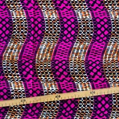 Tissu Wax orange fuchsia imprimé Routes