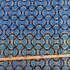 Tissu Wax pailleté bleu imprimé Demi-cercles