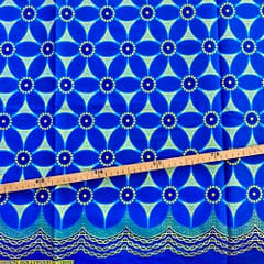 Tissu Wax pailleté bleu imprimé Fleur de Vie