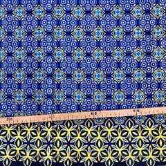 Tissu Wax pailleté bleu imprimé Imbriqué