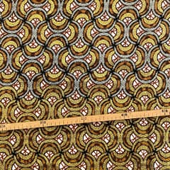 Tissu Wax pailleté marron imprimé Demi-cercles