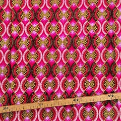 Tissu Wax pailleté rose imprimé Demi-lunes