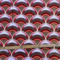 Tissu Wax pailleté rouge imprimé Art Déco mini