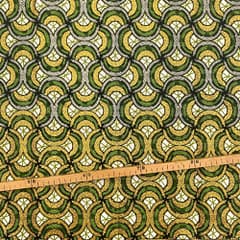 Tissu Wax pailleté vert imprimé Demi-cercles