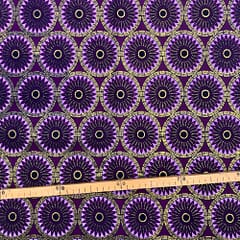 Tissu Wax pailleté violet imprimé Rosaces