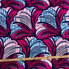 Tissu Wax rose gris imprimé Fleur de mariage