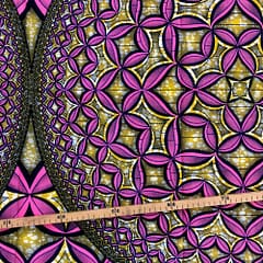 Tissu Wax rose kaki imprimé Cercle Floral