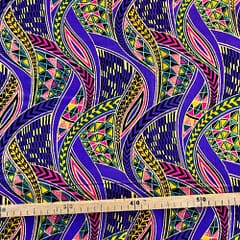 Tissu Wax pailleté multicolore imprimé Zentangle