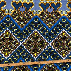 Tissu Wax orange bleu imprimé Suite