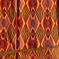 Tissu Wax pailleté orange imprimé Losanges