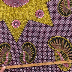 Tissu Wax rose jaune imprimé Etoile marine