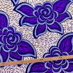 Tissu Wax beige violet Imprimé Campanule