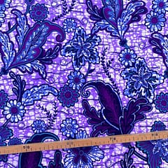 Tissu Wax mauve bleu Imprimé Anémone