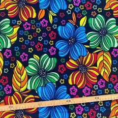 Tissu Wax multicolore noir imprimé Circus