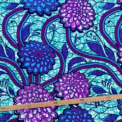 Tissu Wax multicolore imprimé Dahlias