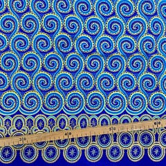 Tissu Wax pailleté bleu imprimé Serpentin