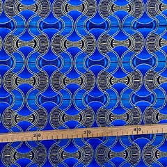 Tissu Wax pailleté bleu imprimé Tambour