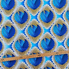 Tissu Wax pailleté bleu imprimé Tulipe