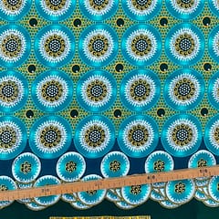 Tissu Wax pailleté bleu turquoise imprimé Tranches