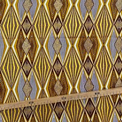 Tissu Wax pailleté marron imprimé Losanges