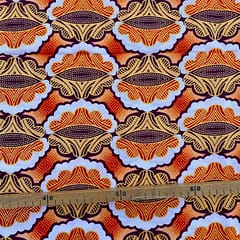 Tissu Wax pailleté orange imprimé Coquilles