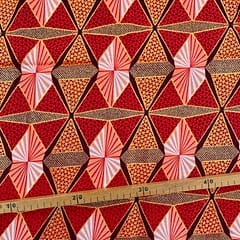 Tissu Wax pailleté orange imprimé Diamants