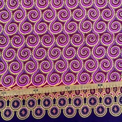 Tissu Wax pailleté rose foncé imprimé Serpentin