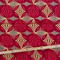 Tissu Wax pailleté rouge imprimé Circulaire