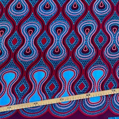 Tissu Wax pailleté rouge rose imprimé Sablier