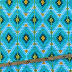 Tissu Wax pailleté turquoise imprimé Ethnique chic