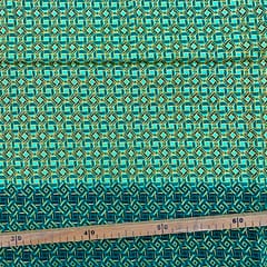 Tissu Wax pailleté vert imprimé Mini-carrés