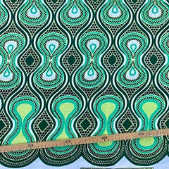 Tissu Wax pailleté vert imprimé Sablier